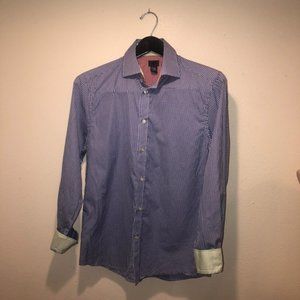 H&M blue gingham button down shirt m